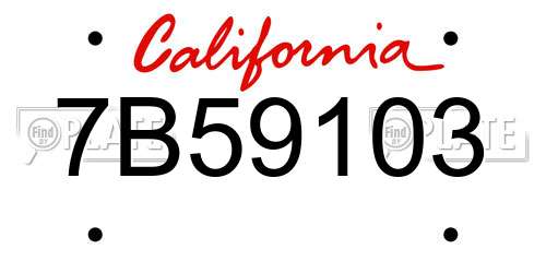 7B59103 California License Plate