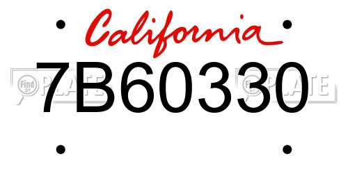 7B60330 California License Plate