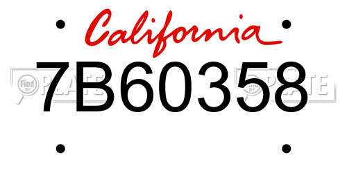 7B60358 California License Plate