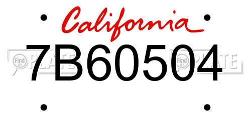 7B60504 California License Plate