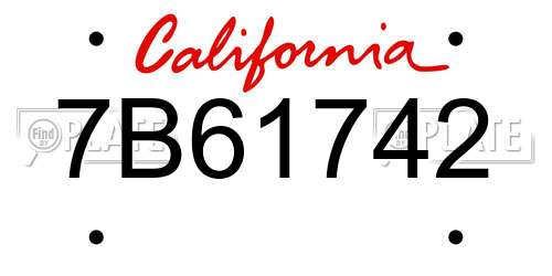 7B61742 California License Plate