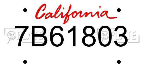 7B61803 California License Plate