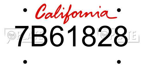 7B61828 California License Plate