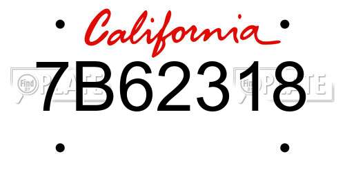 7B62318 California License Plate