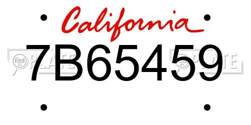 7B65459 California License Plate