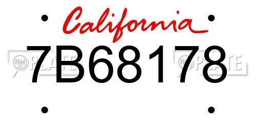 7B68178 California License Plate