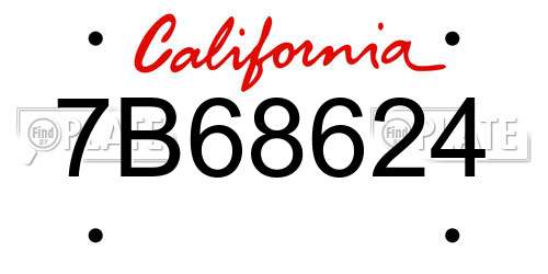 7B68624 California License Plate