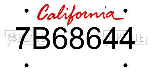 7B68644 California License Plate