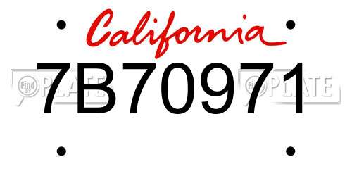 7B70971 California License Plate