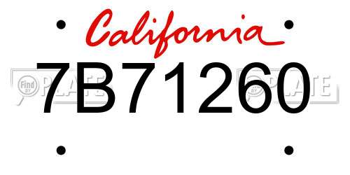 7B71260 California License Plate