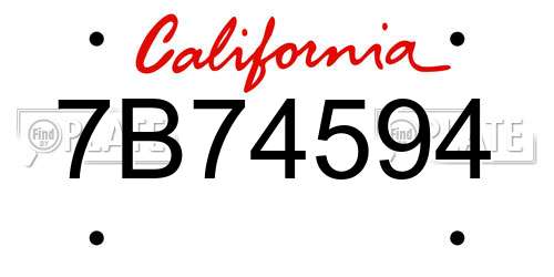 7B74594 California License Plate