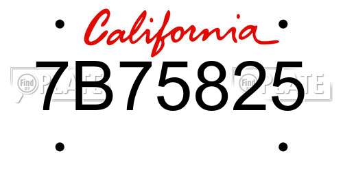 7B75825 California License Plate