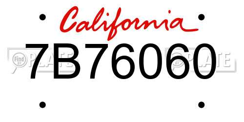7B76060 California License Plate