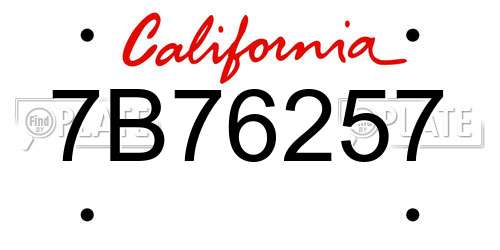 7B76257 California License Plate