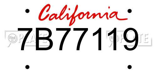 7B77119 California License Plate