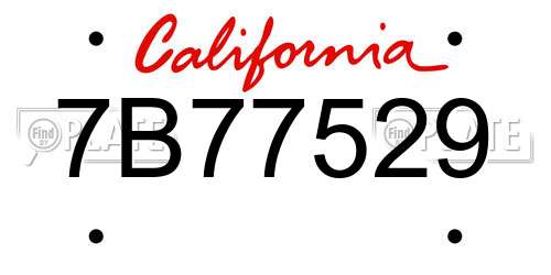 7B77529 California License Plate