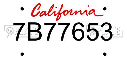 7B77653 California License Plate