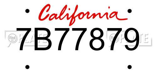 7B77879 California License Plate