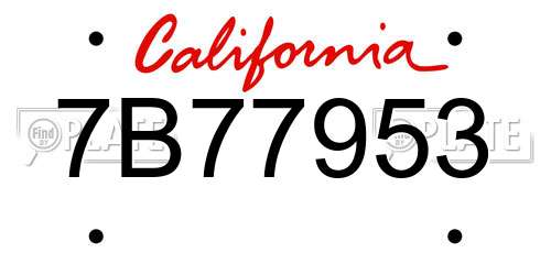 7B77953 California License Plate