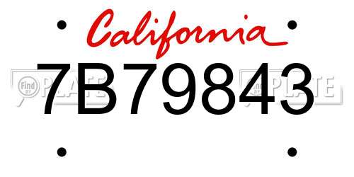 7B79843 California License Plate