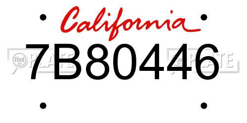 7B80446 California License Plate