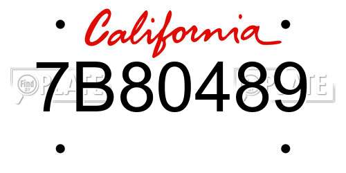 7B80489 California License Plate