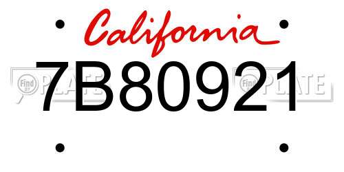 7B80921 California License Plate