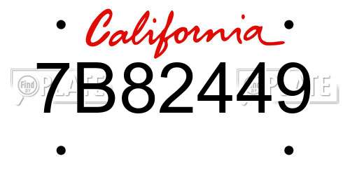 7B82449 California License Plate
