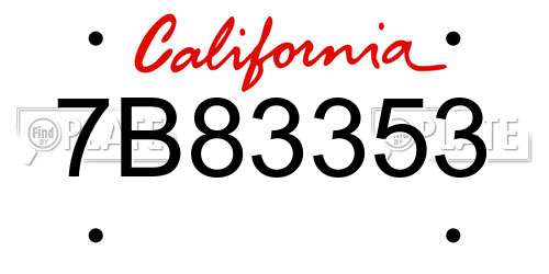 7B83353 California License Plate