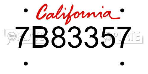 7B83357 California License Plate