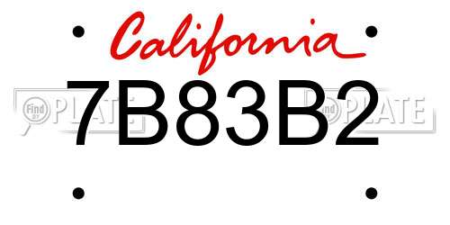 7B83B2 California License Plate