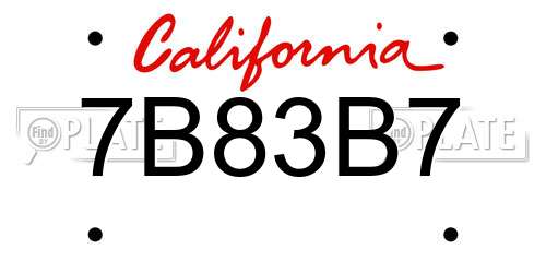 7B83B7 California License Plate