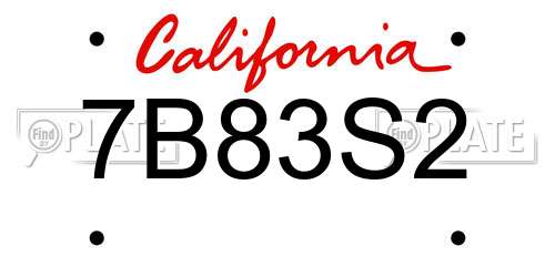 7B83S2 California License Plate