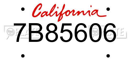 7B85606 California License Plate