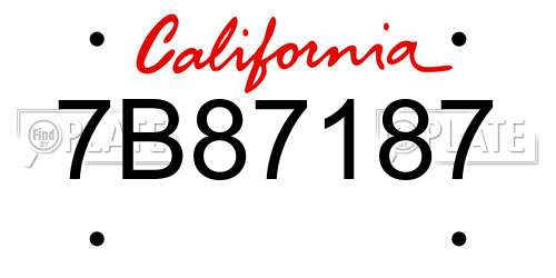 7B87187 California License Plate