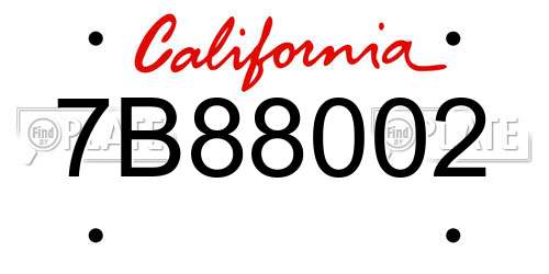 7B88002 California License Plate