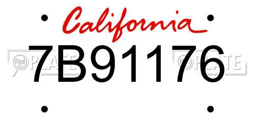 7B91176 California License Plate