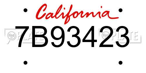 7B93423 California License Plate