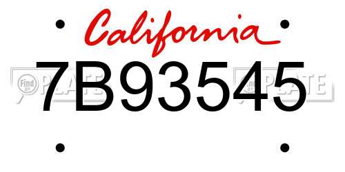 7B93545 California License Plate