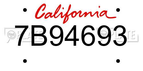 7B94693 California License Plate