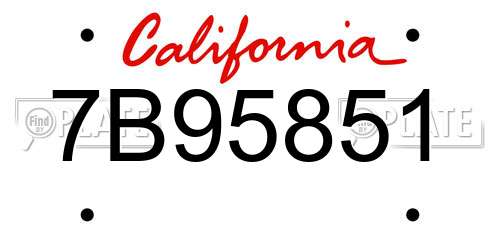 7B95851 California License Plate