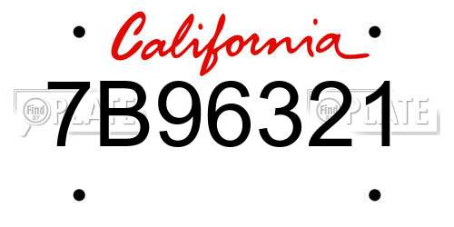 7B96321 California License Plate