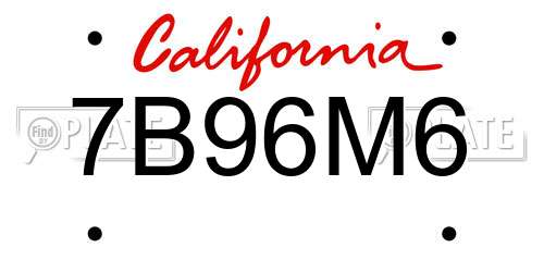 7B96M6 California License Plate
