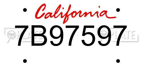 7B97597 California License Plate
