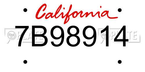 7B98914 California License Plate