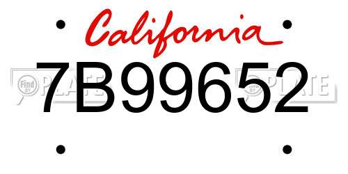 7B99652 California License Plate