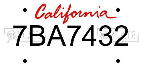 7BA7432 California License Plate