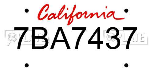 7BA7437 California License Plate