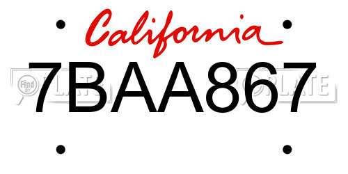 7BAA867 California License Plate