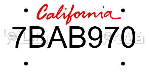 7BAB970 California License Plate
